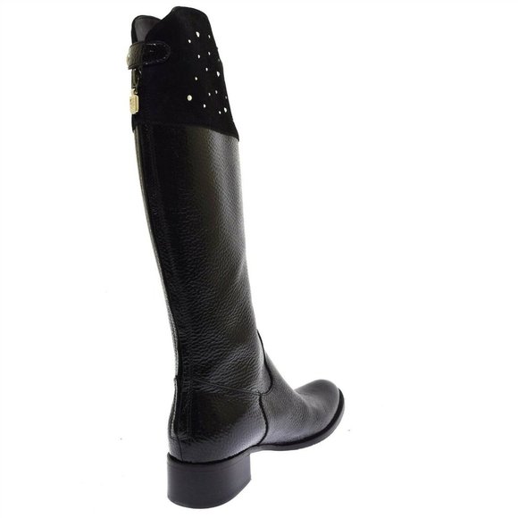 Fiorangelo Tall Black Patent Leather & Suede Boots 40EU/9.5 NEW Made in Italy - Picture 4 of 5